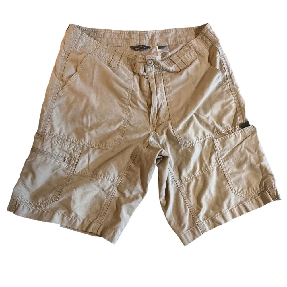 Eddie Bauer Mens Khaki Tan Cargo Shorts Size‎ 35 Utility Hiking Outdoor Relaxed